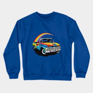 Artistic Antique Colorful Pick-Up Truck Crewneck Sweatshirt